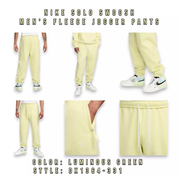 Nike Solo Swoosh Fleece Jogger Pants Sweatpants DX1364-331 Mens Green Sz LG _A2 - Picture 1 of 11